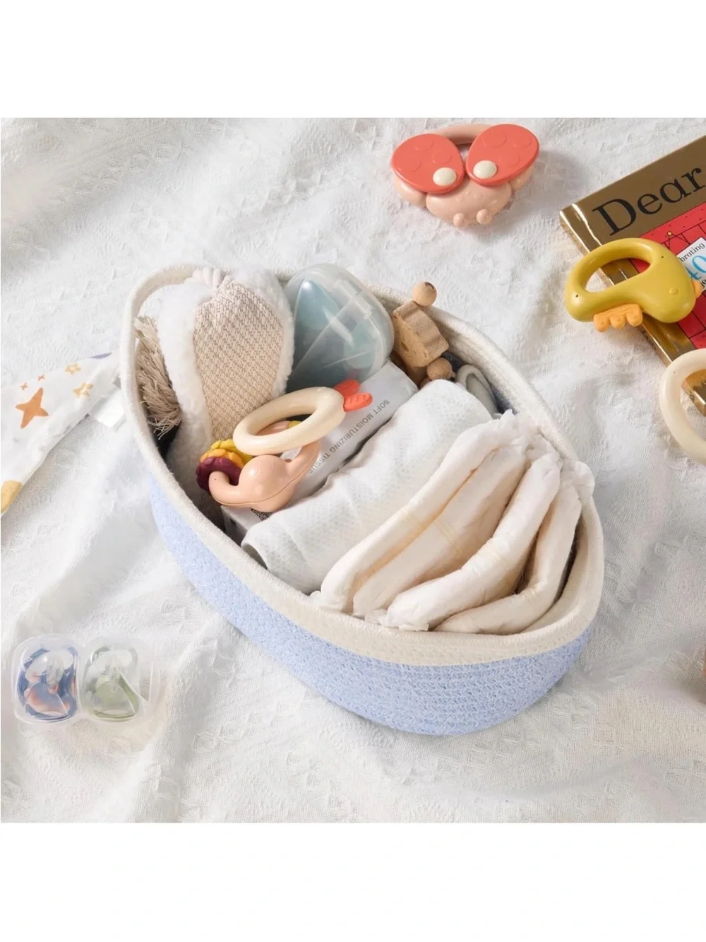 Organizer Small Woven Gift Easter Basket Empty with Bag & Ribbon 12